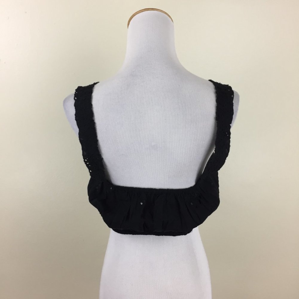 ZARA Trafaluc Loose Fit Black Eyelet Perforated Bralette Crop Top - Picture 7 of 7